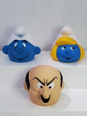 Vintage Smurf Smurfette Gargamel Heads Peyo 1983 1986